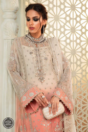 Maria.B Unstitched Chiffon 3Pc Suit MPC-22-208-Cream and Coral Pink