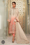 Maria.B Unstitched Chiffon 3Pc Suit MPC-22-208-Cream and Coral Pink