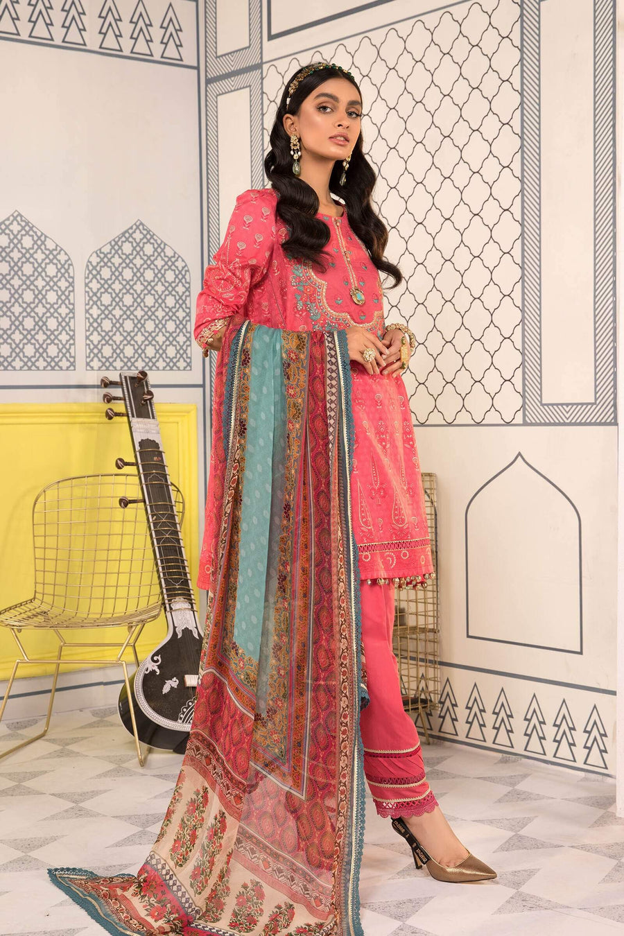 Maria.B M.Prints Embroidered Lawn Unstitched 3 Piece Suit MPT-1111-B - FaisalFabrics.pk