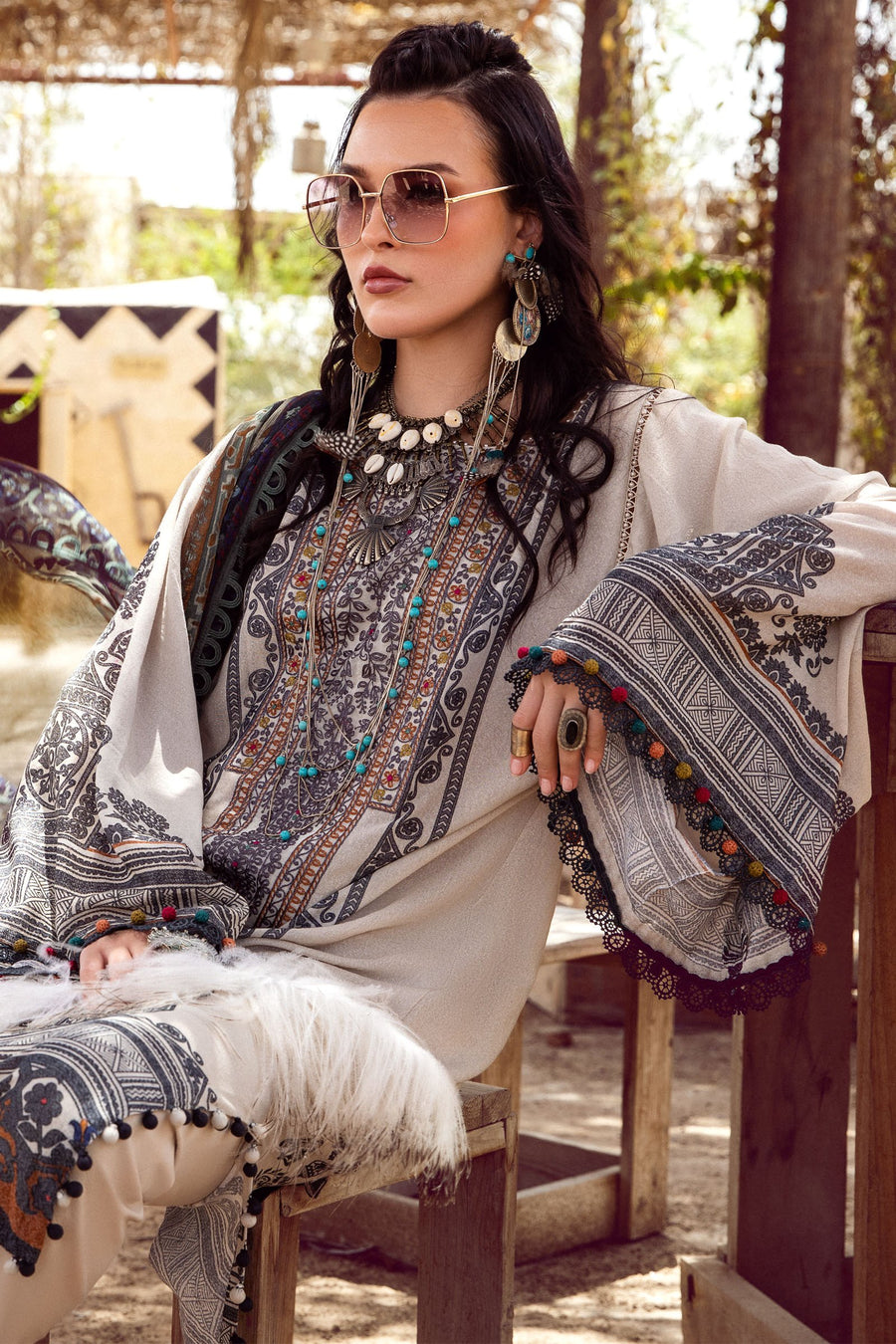 Desert Rose by Maria B Mprints Unstitched Karandi 3Pc Suit MPT-1505-A