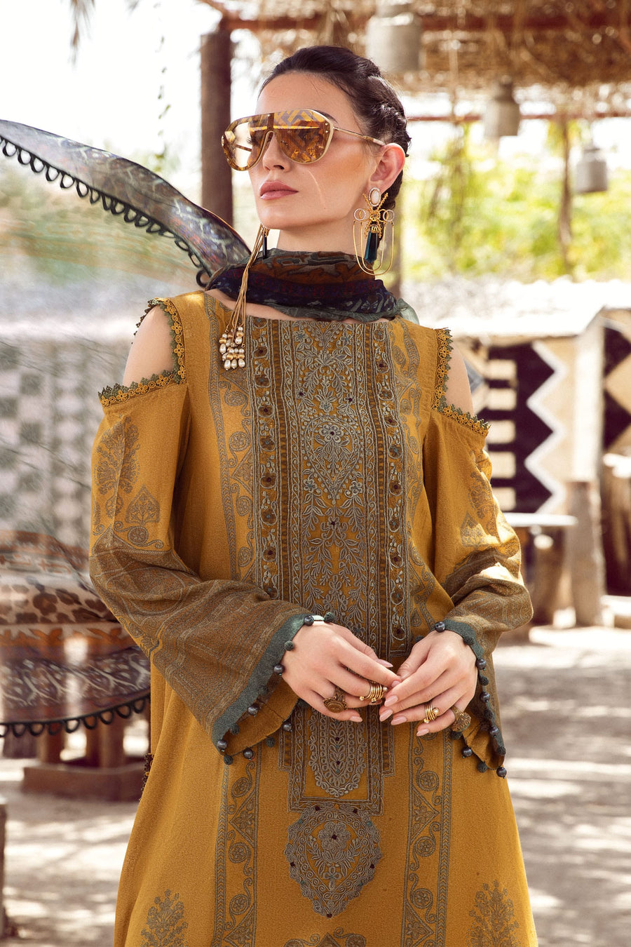 Desert Rose by Maria B Mprints Unstitched Karandi 3Pc Suit MPT-1505-B