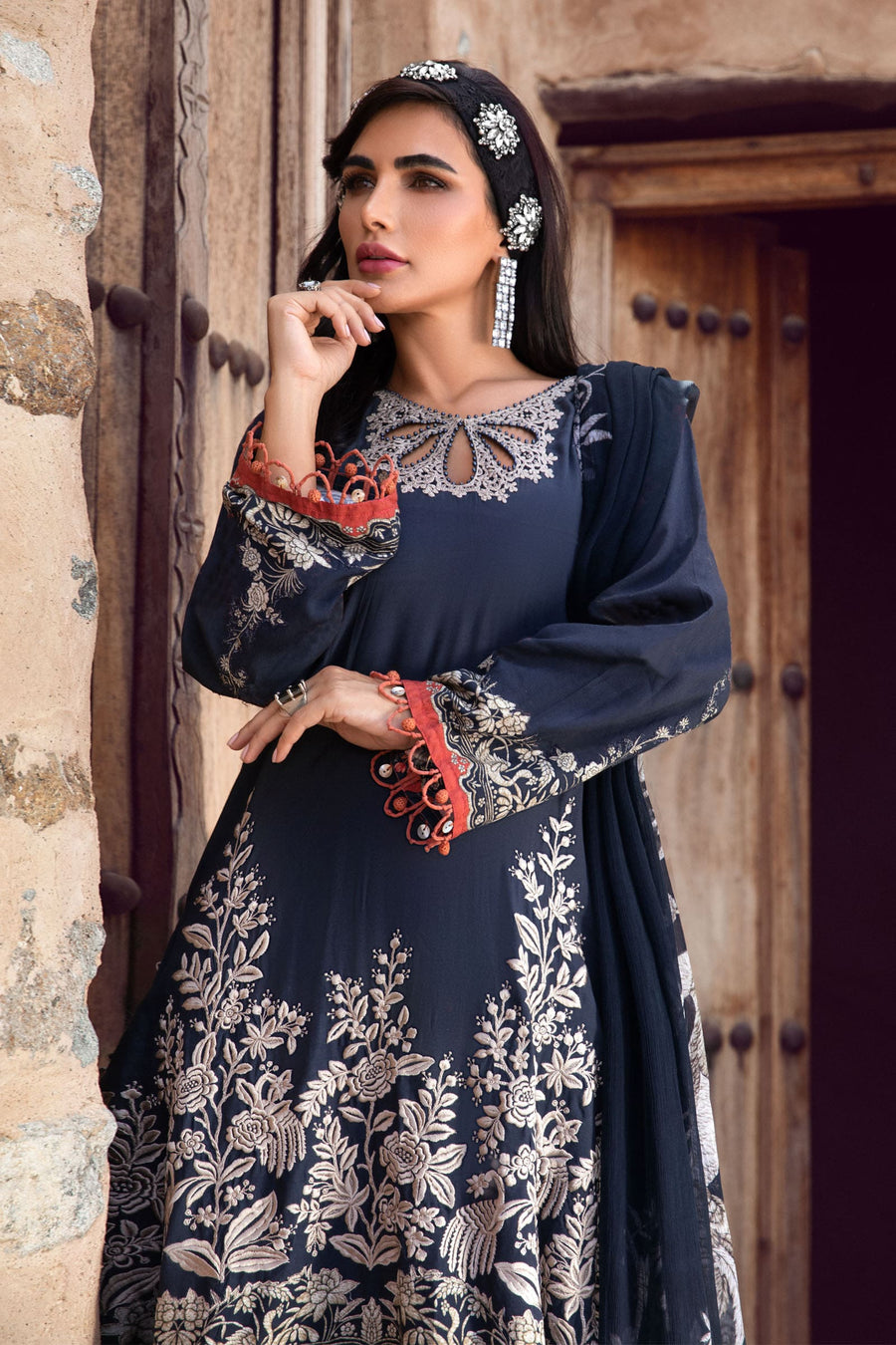 Desert Rose by Maria B Mprints Unstitched Khaddar 3Pc Suit MPT-1506-B