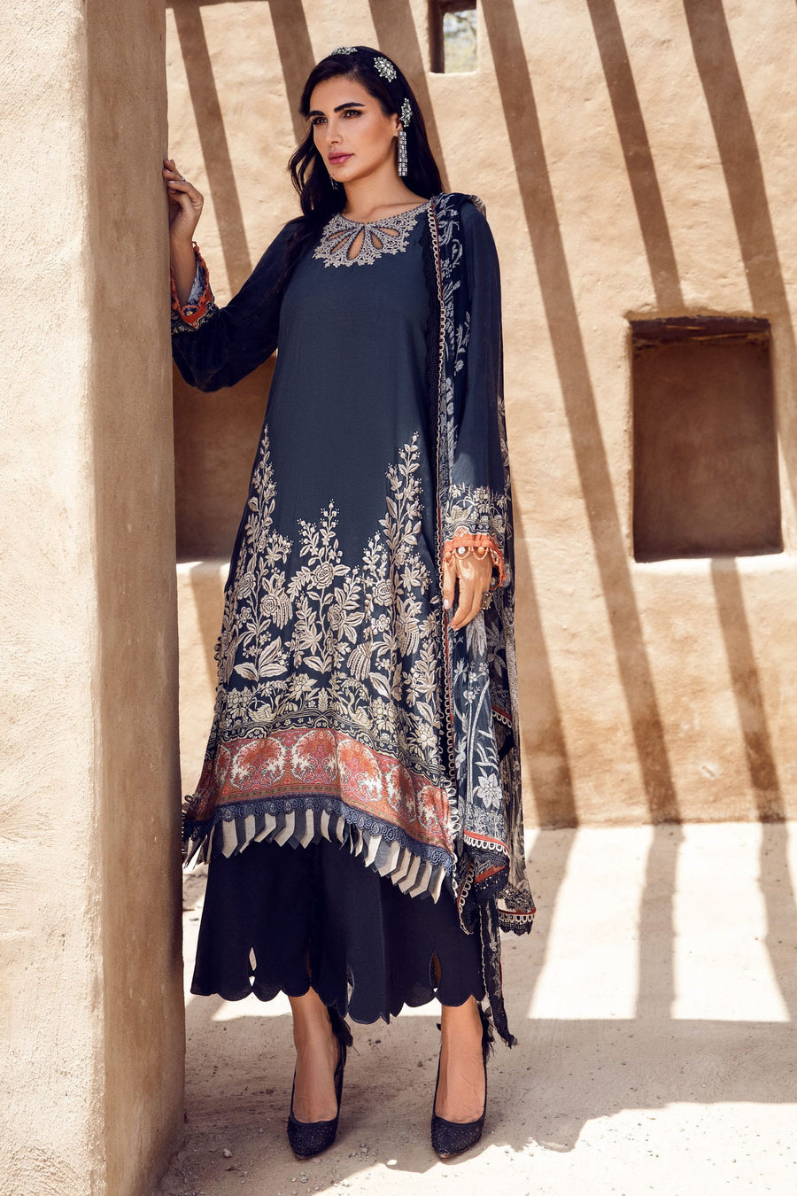 Desert Rose by Maria B Mprints Unstitched Khaddar 3Pc Suit MPT-1506-B