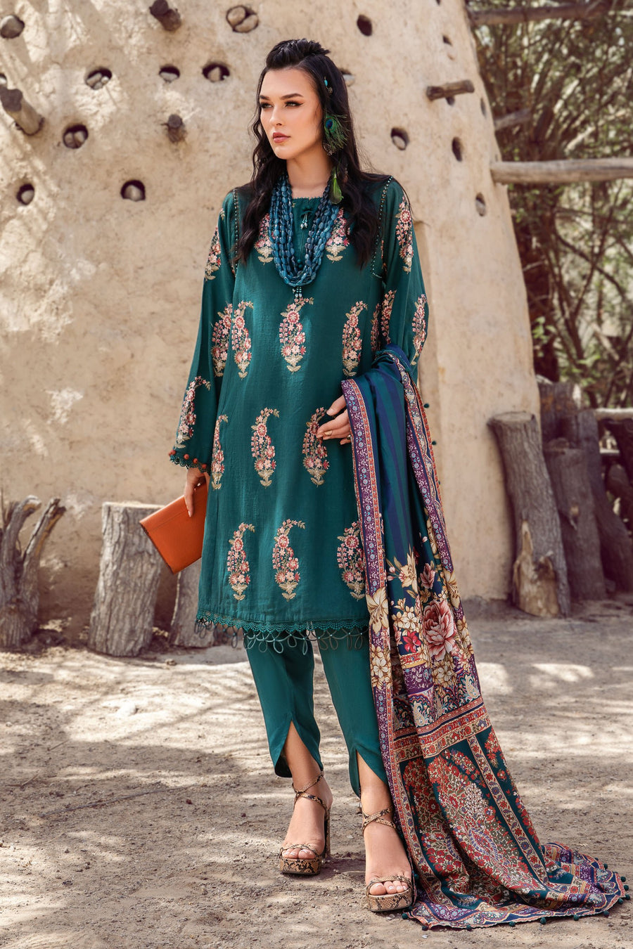 Desert Rose by Maria B Mprints Unstitched Khaddar 3Pc Suit MPT-1508-A