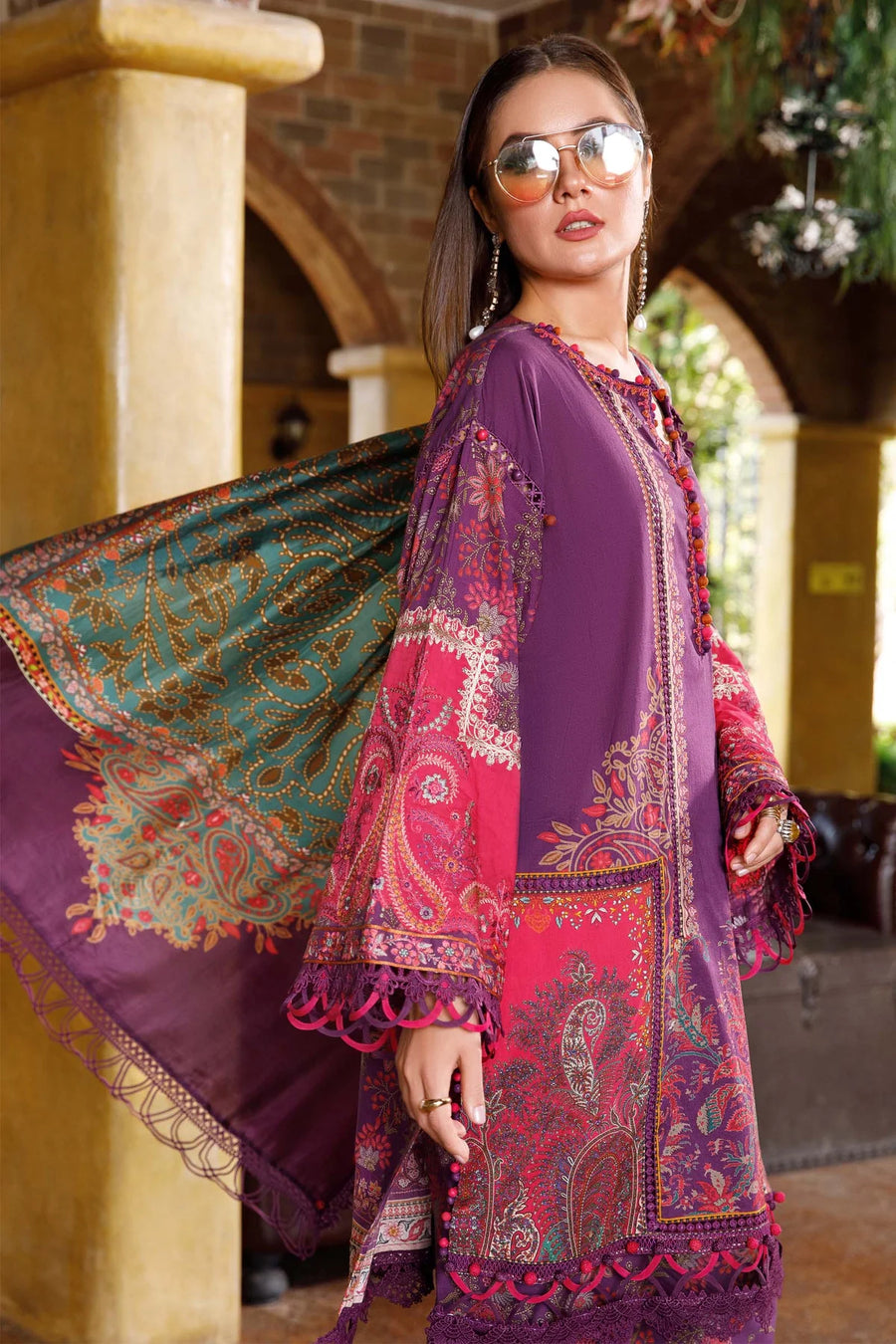 Maria.B M.Prints Lawn Unstitched Embroidered 3 Piece Suit MPT-1703-A