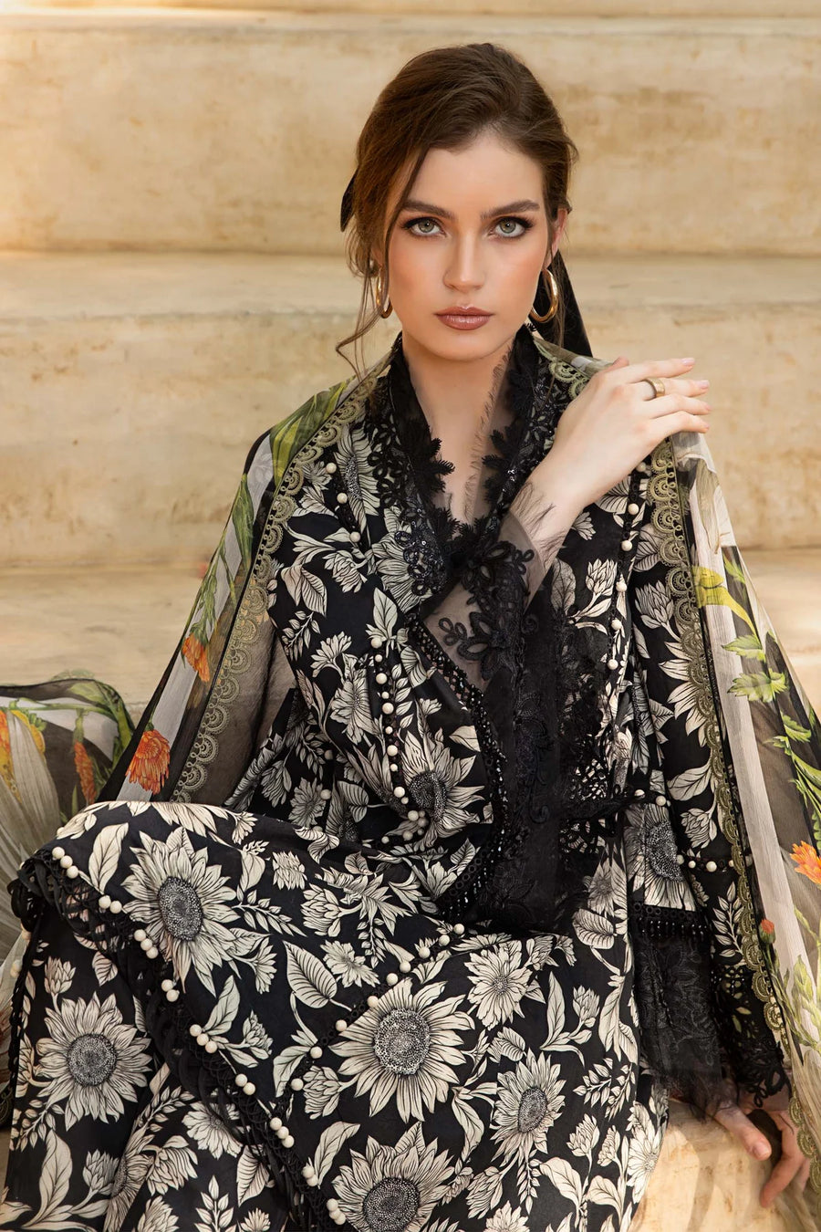 Maria.B M.Prints Lawn Unstitched Embroidered 3 Piece Suit MPT-1709-B
