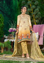 Creaze Unstitched Embroidered Stapple Linen 3Pc Suit MSV-22415