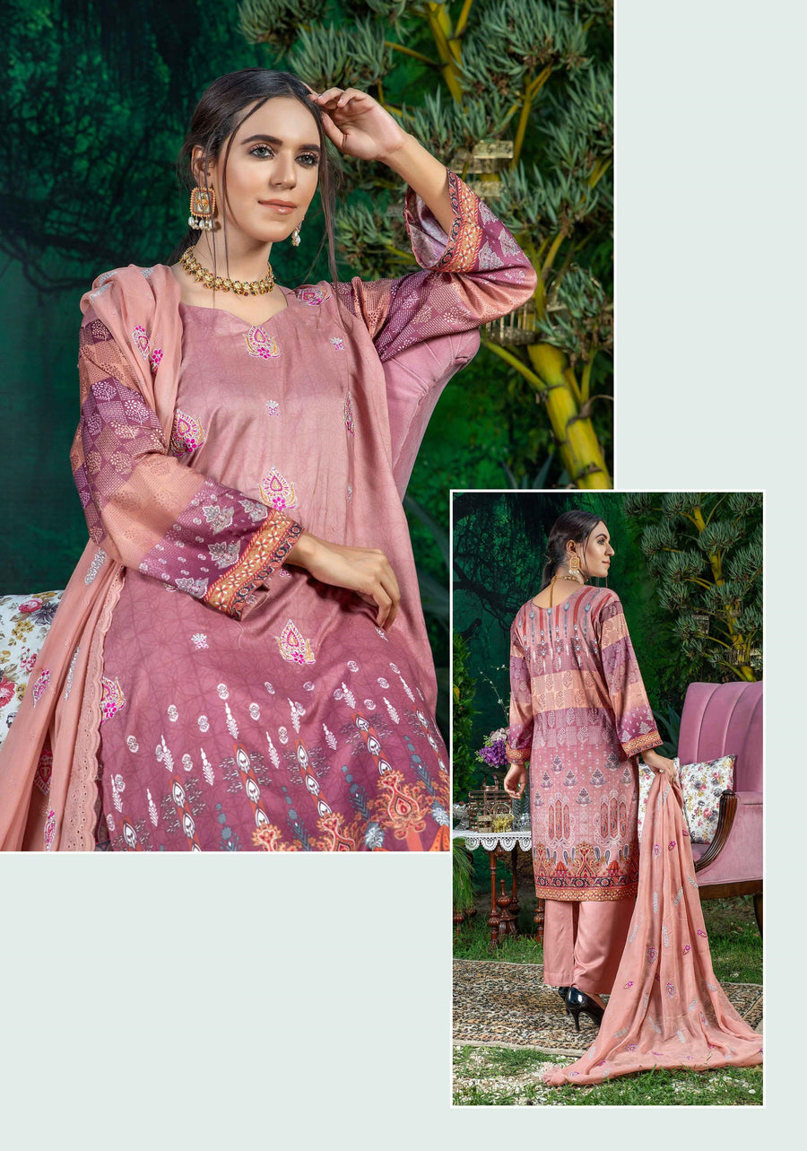 Creaze Unstitched Embroidered Stapple Linen 3Pc Suit MSV-22416