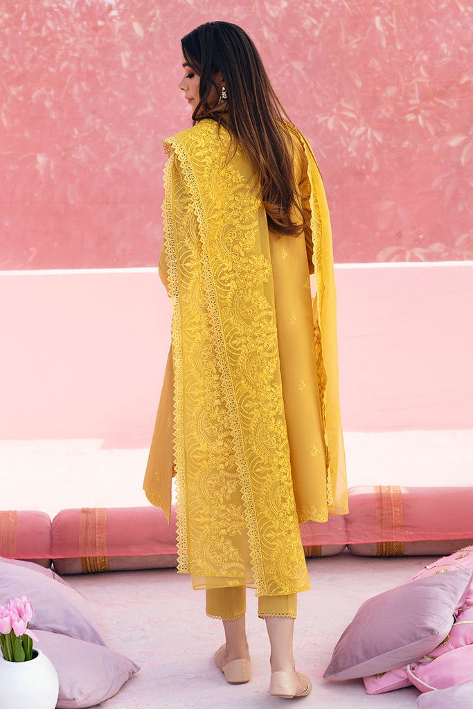 Cross Stitch Mahiri Embroidered Lawn Unstitched 3Pc Suit - MUSTARD CEYLON
