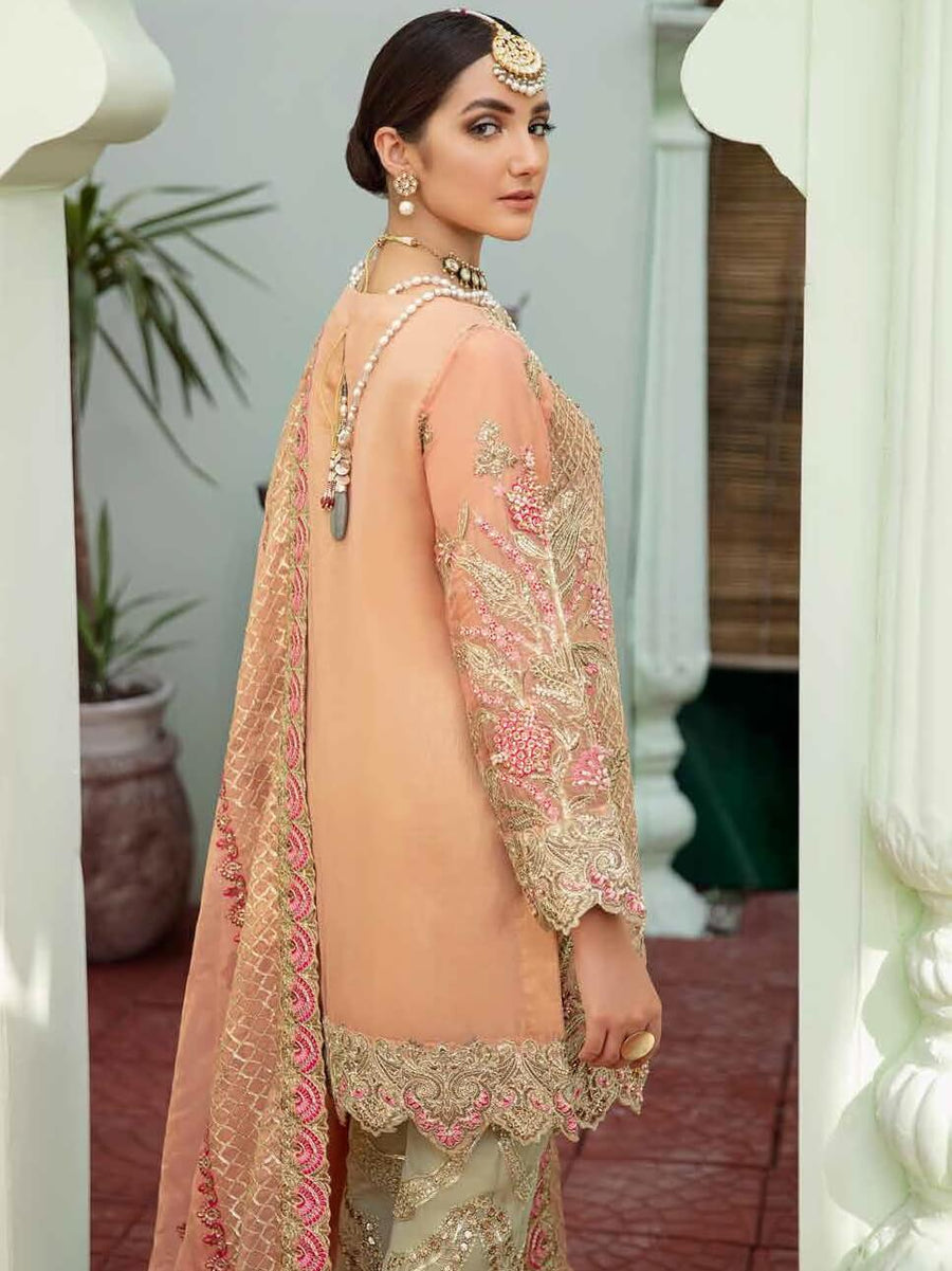MASHQ Premium Embroidery Wedding Collection 3pc Suit MW-06 Blush Obsession - FaisalFabrics.pk