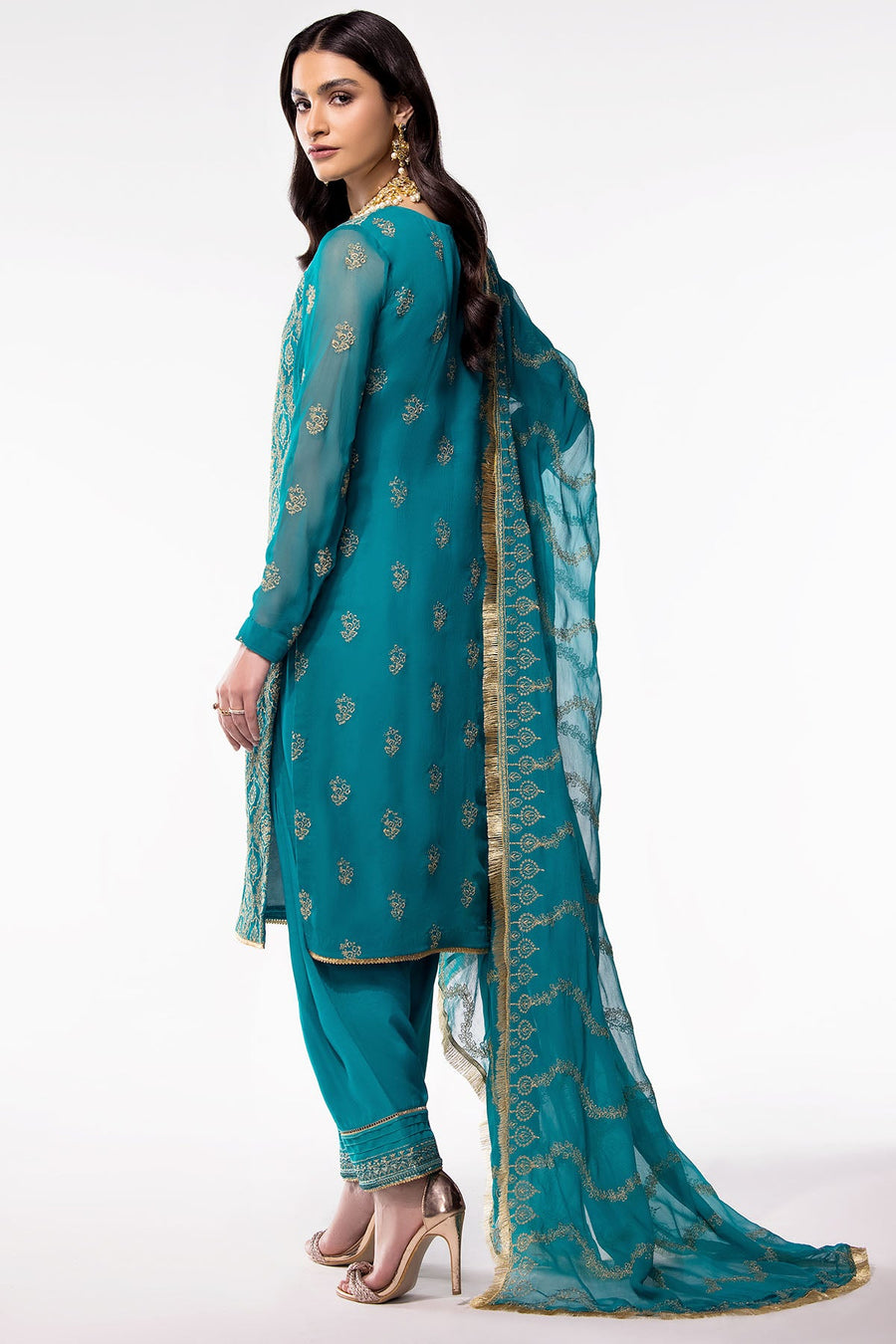 Motifz Premium Embroidered Bemberg Chiffon Unstitched Suit 3475-KAYSERI