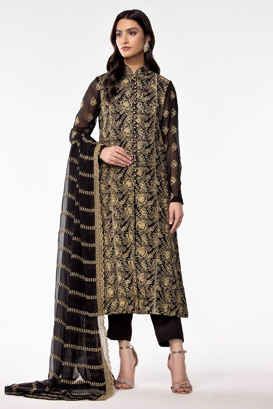 Motifz Premium Embroidered Bemberg Chiffon Unstitched Suit 3476-VITAL