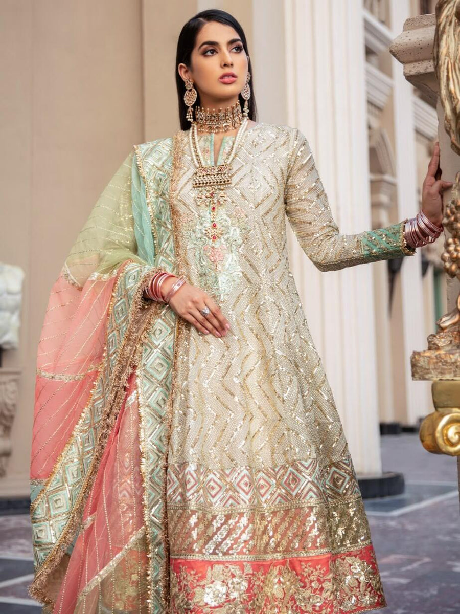 Maryum N Maria Wedding Chiffon Embroidered 3 Piece Suit MME-03 - FaisalFabrics.pk