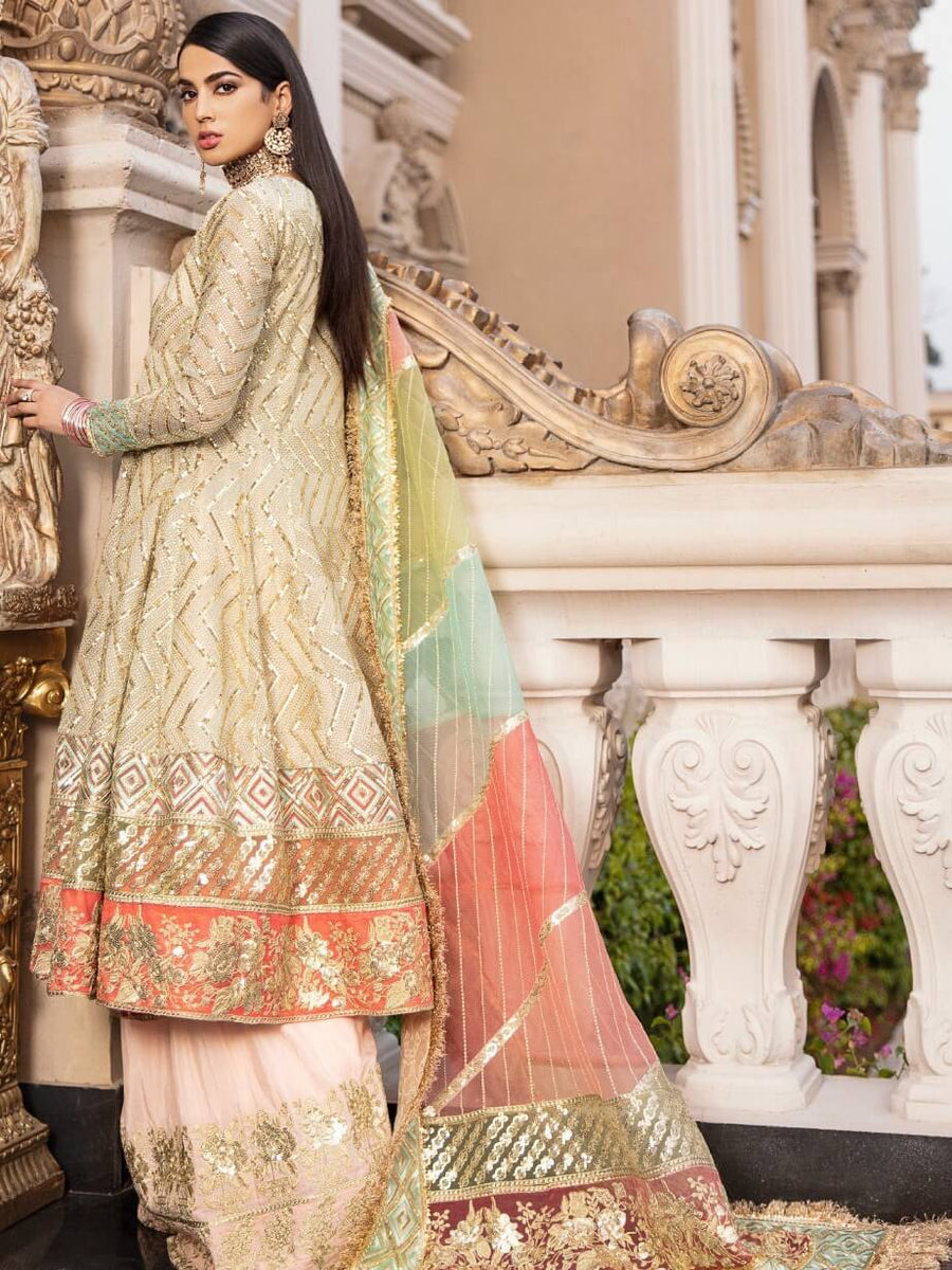 Maryum N Maria Wedding Chiffon Embroidered 3 Piece Suit MME-03 - FaisalFabrics.pk
