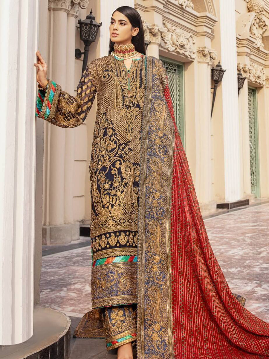 Maryum N Maria Wedding Chiffon Embroidered 3 Piece Suit MME-07 - FaisalFabrics.pk