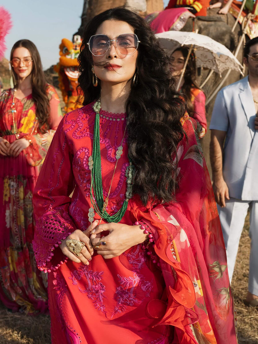 Mushq Lawana Embroidered Luxury Lawn Unstitched 3Pc Suit MSL-23-10 Mai