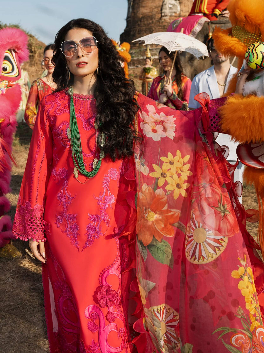 Mushq Lawana Embroidered Luxury Lawn Unstitched 3Pc Suit MSL-23-10 Mai