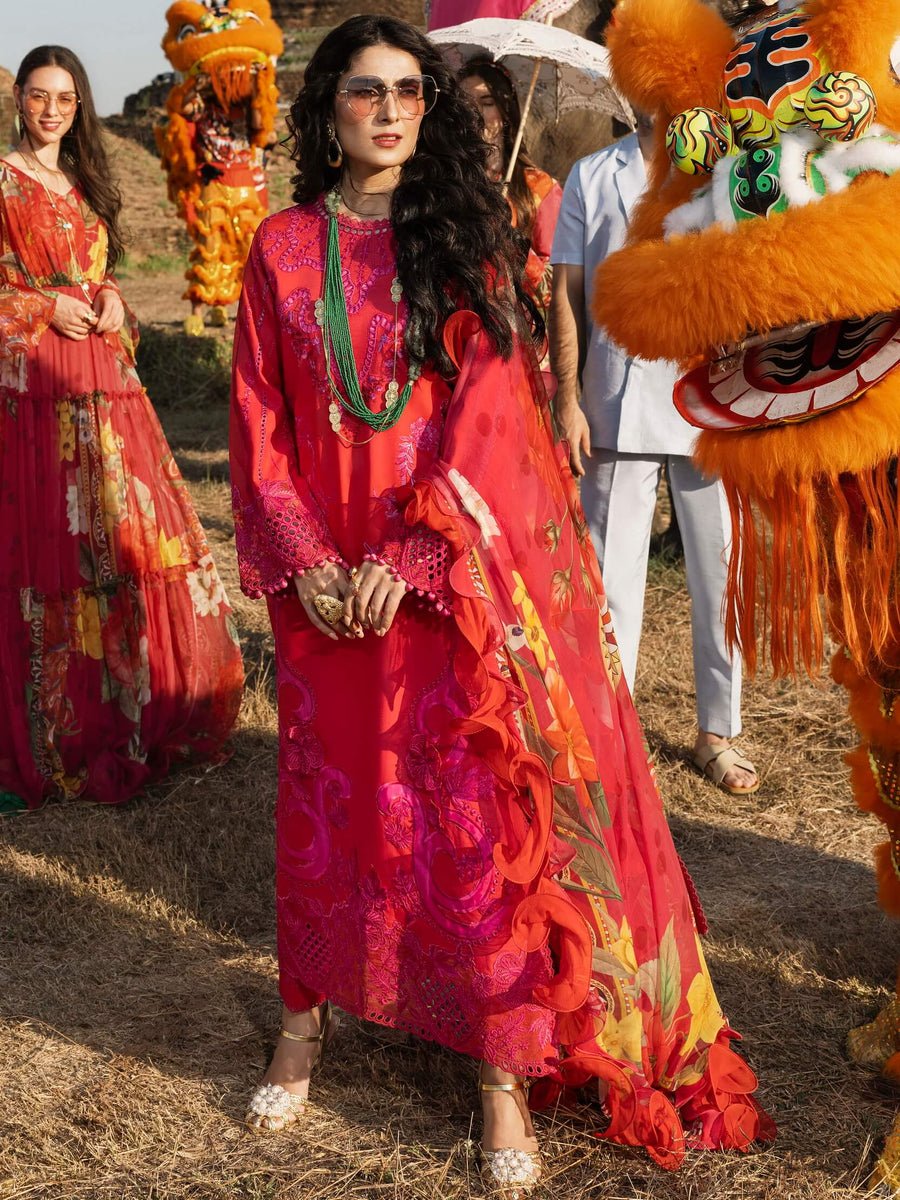 Mushq Lawana Embroidered Luxury Lawn Unstitched 3Pc Suit MSL-23-10 Mai