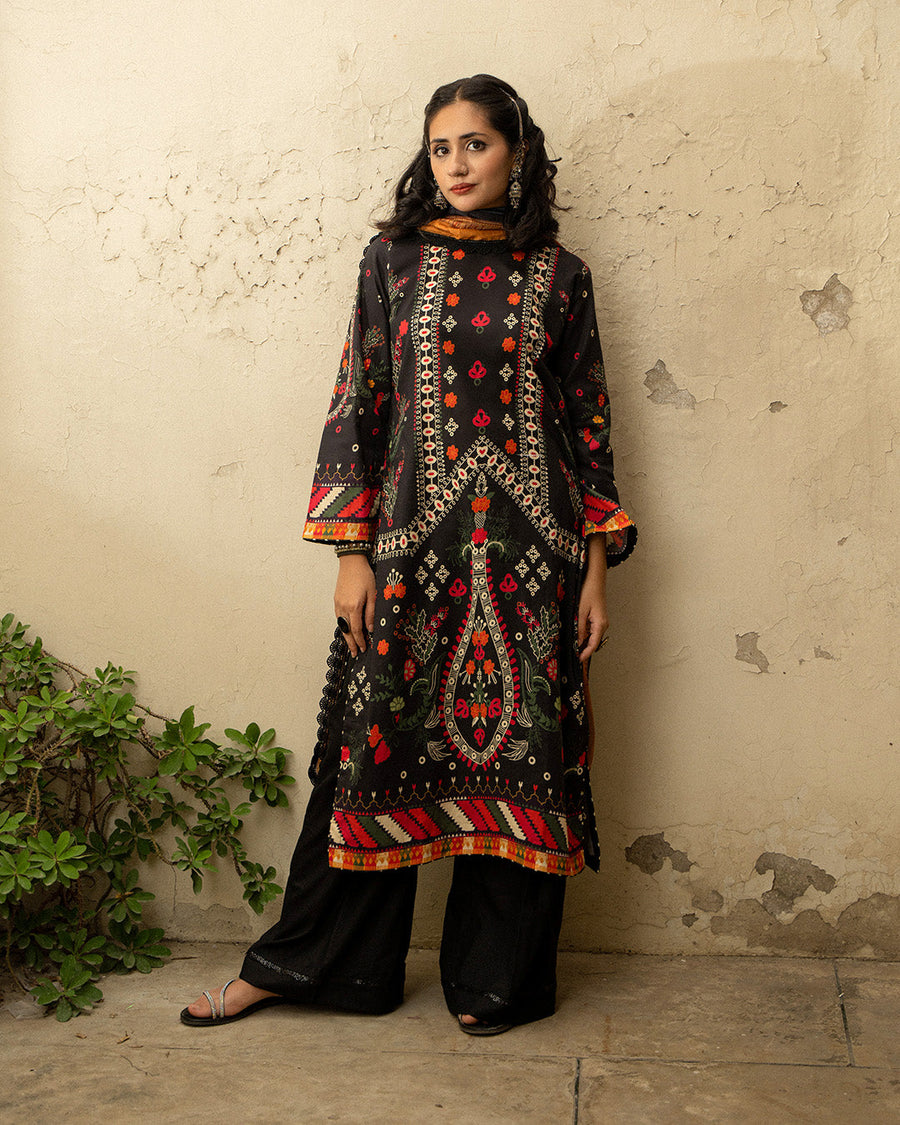 Noorangi Masakali Unstitched Printed Cambric 3Pc Suit - Mala