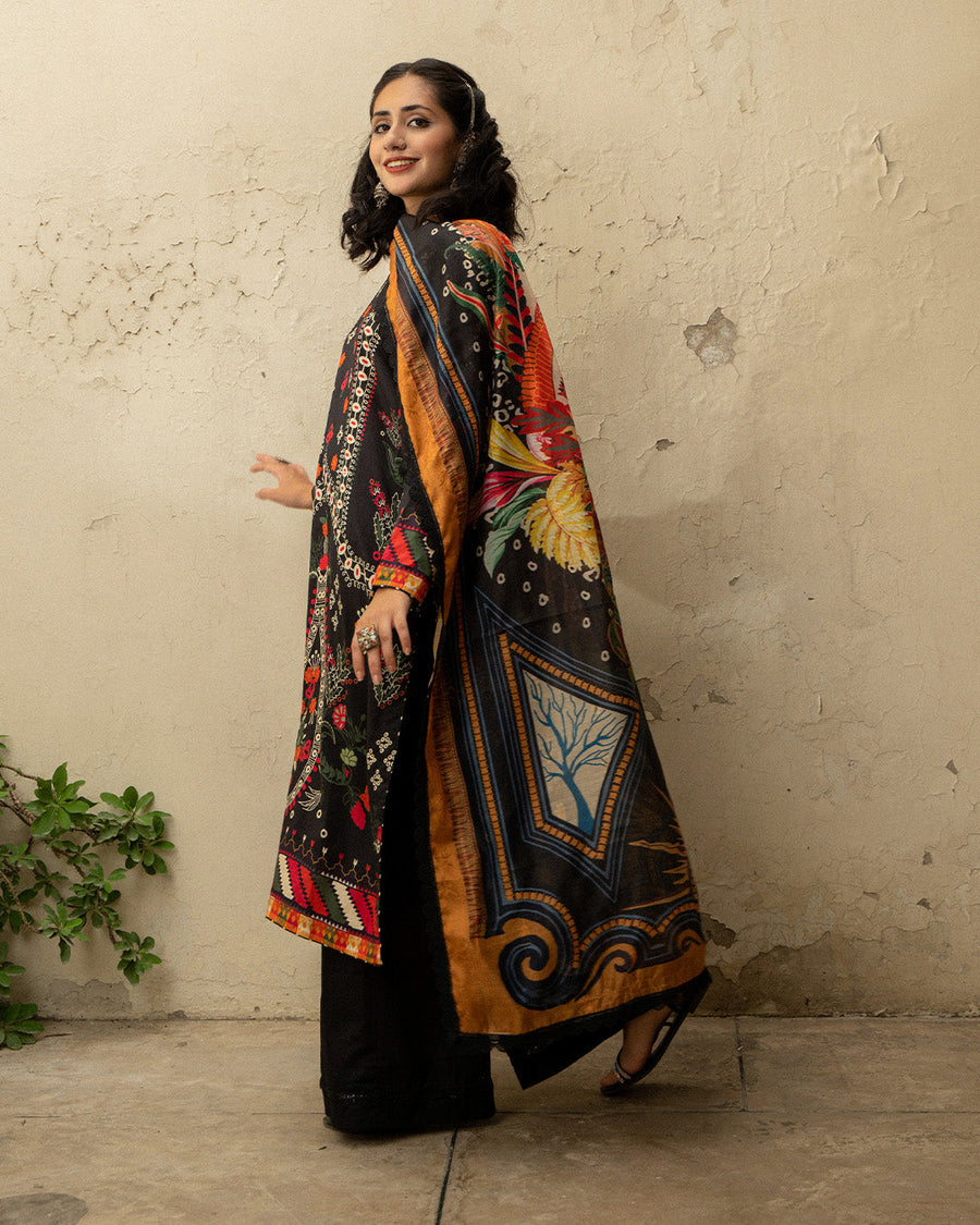 Noorangi Masakali Unstitched Printed Cambric 3Pc Suit - Mala