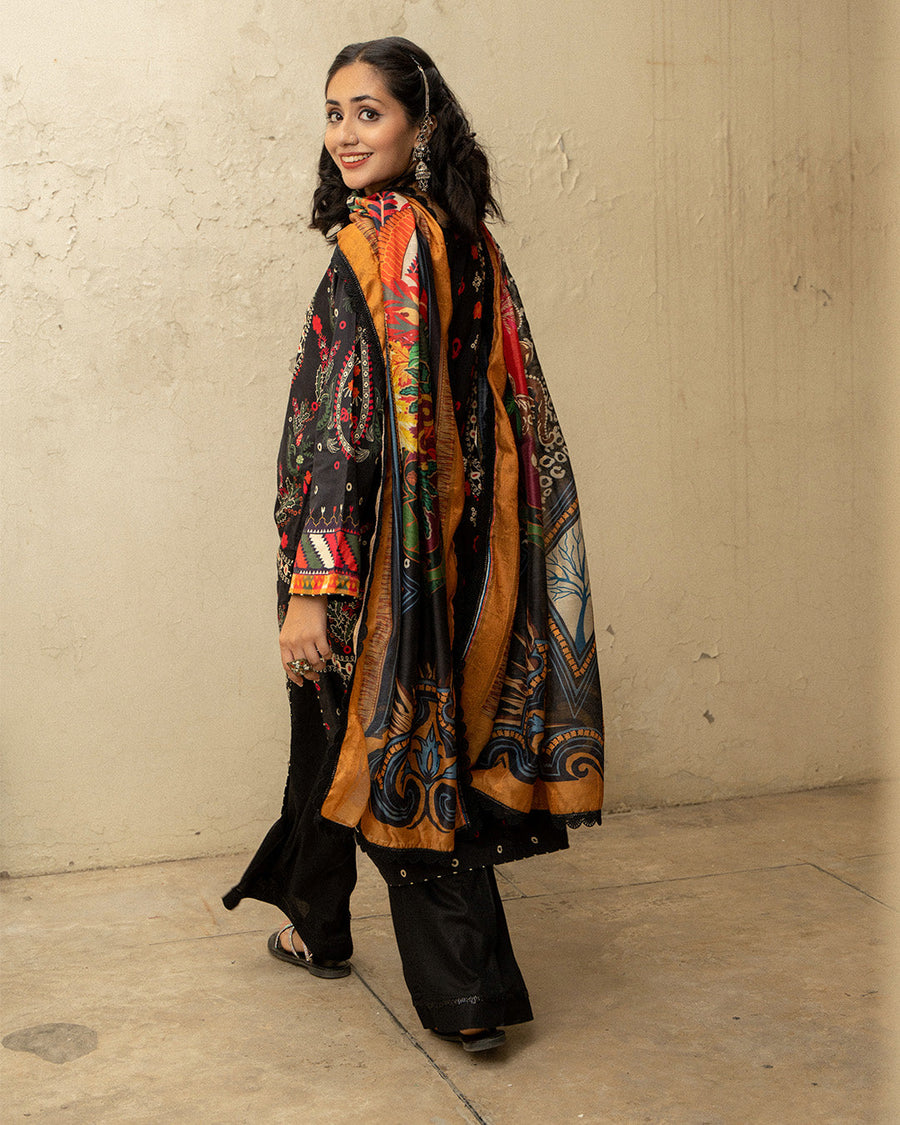 Noorangi Masakali Unstitched Printed Cambric 3Pc Suit - Mala