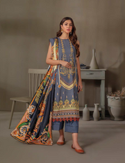 LALA Textiles Sana & Samia Embroidered Woolen 3Pc Suit D-10 Manrice