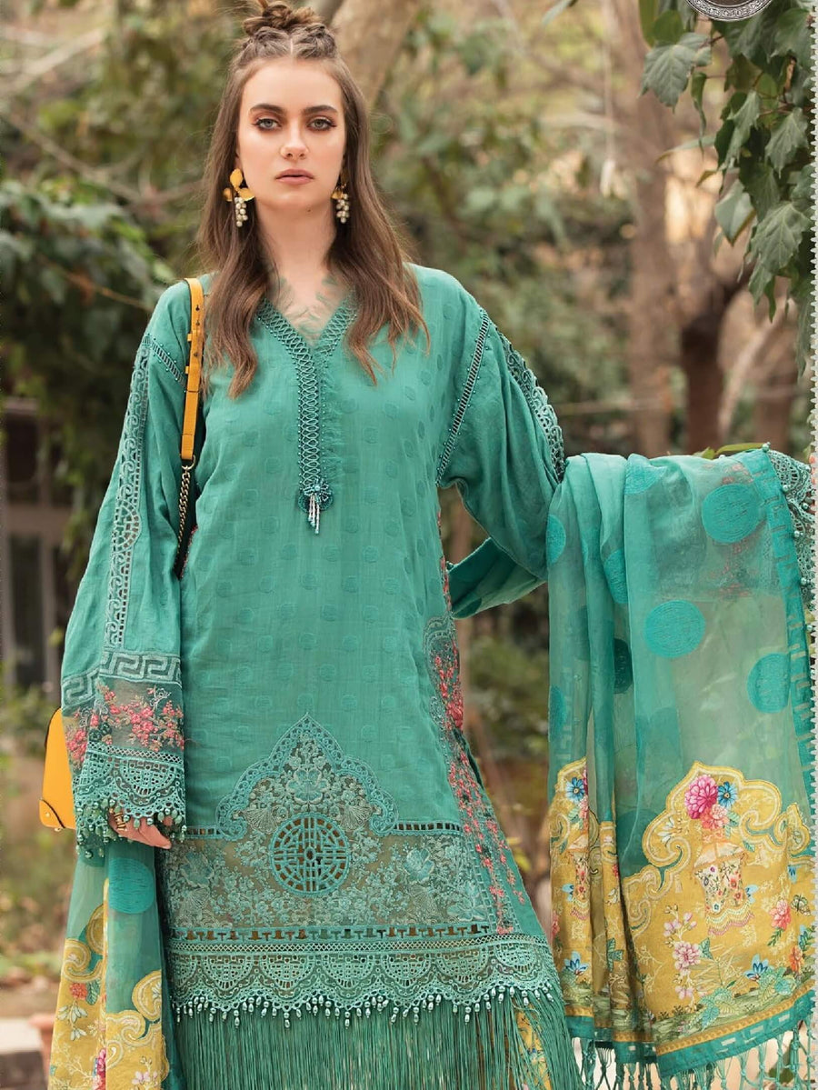 Maria.B Luxury Lawn 2021 Unstitched 3 Piece Embroidered Suit 7B - FaisalFabrics.pk
