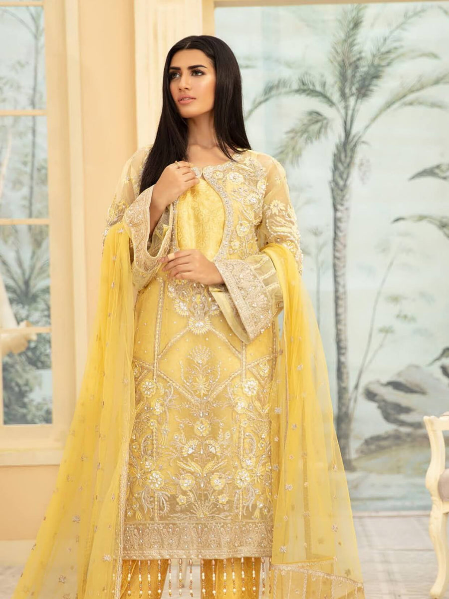 Maryum N Maria Premium Chiffon Collection Embroidered 3Pc Suit MMD-09 - FaisalFabrics.pk