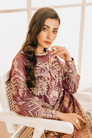 MASHQ Premium Embroidery Wedding Collection 3pc Suit Maroon Day MX-06 - FaisalFabrics.pk