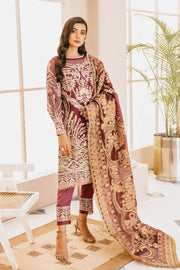 MASHQ Premium Embroidery Wedding Collection 3pc Suit Maroon Day MX-06 - FaisalFabrics.pk