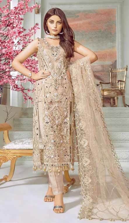 Maryum N Maria Luxury Chiffon Collection 2020 MMC-08 PEACH FLINCH - FaisalFabrics.pk