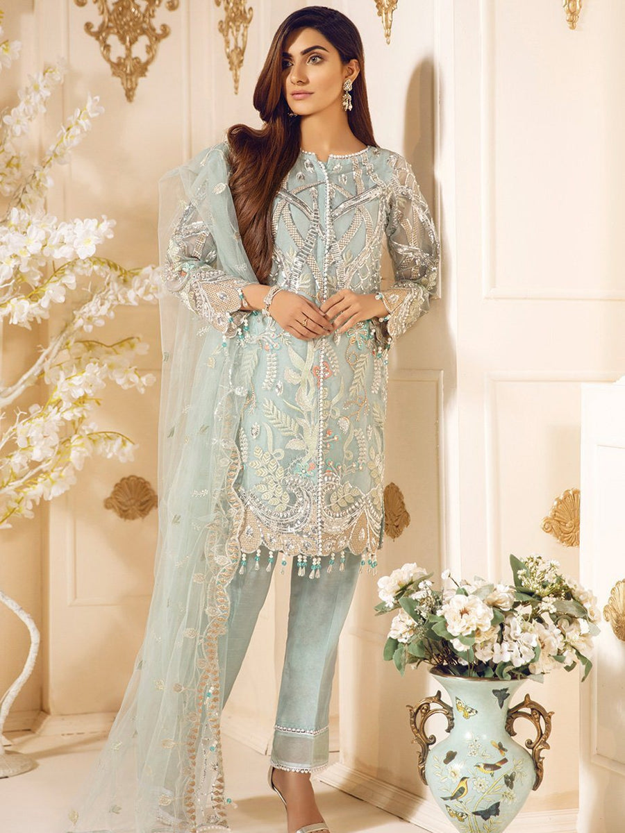 Maryum N Maria Bridal Chiffon 2020 Embroidered 3Pc Suit Splendor MA-02 - FaisalFabrics.pk