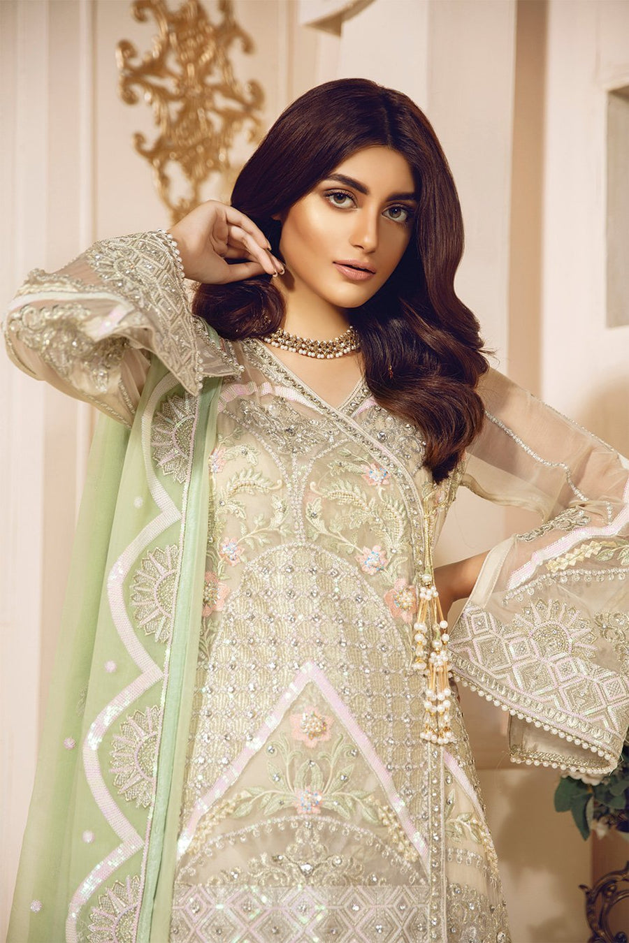 Maryum N Maria Bridal Chiffon 2020 Embroidered 3Pc Suit Sarmud MA-03 - FaisalFabrics.pk