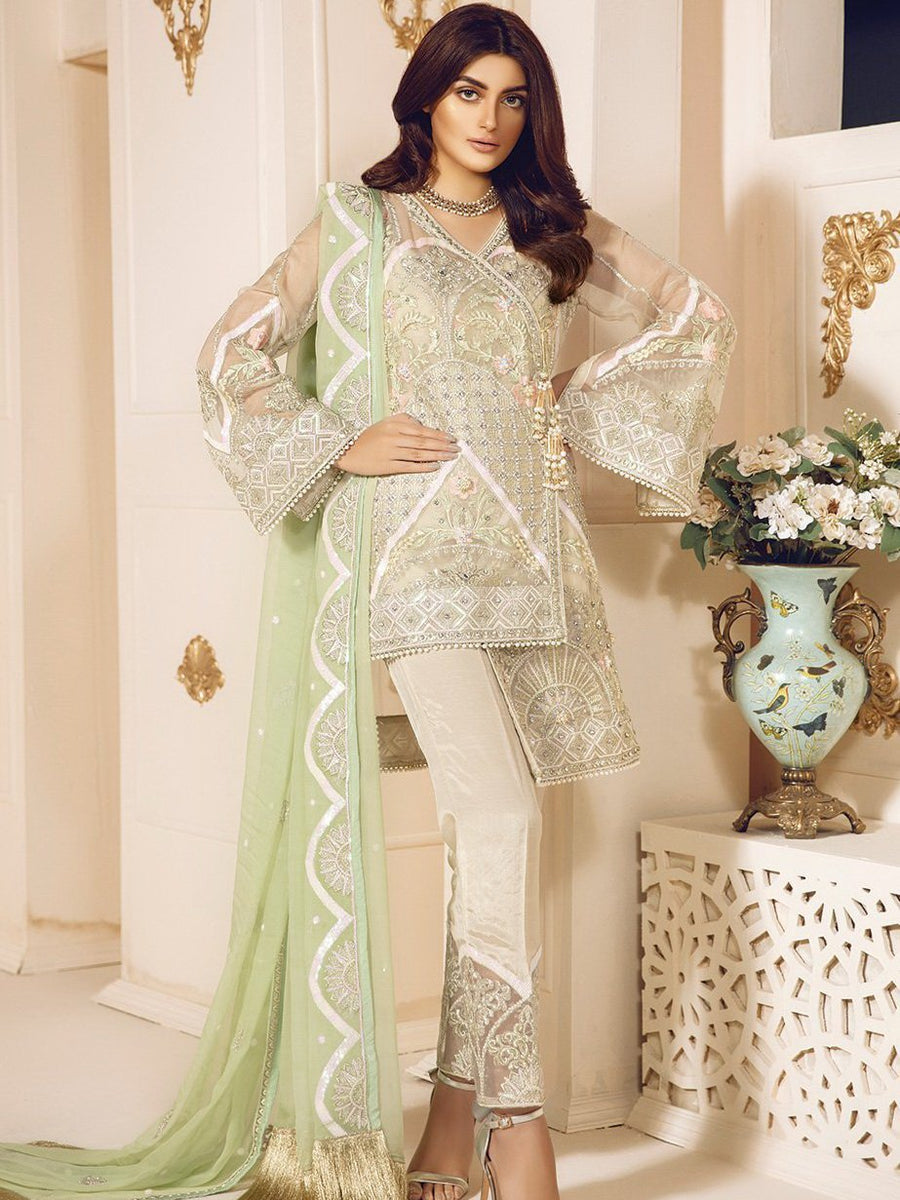 Maryum N Maria Bridal Chiffon 2020 Embroidered 3Pc Suit Sarmud MA-03 - FaisalFabrics.pk