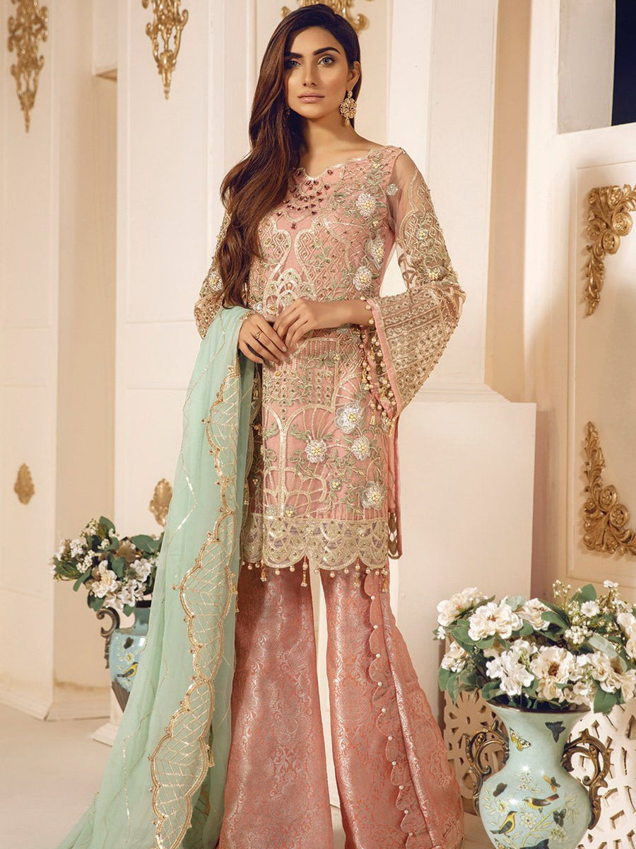 Maryum N Maria Bridal Chiffon 2020 Embroidered 3Pc Suit Sarmud MA-04 - FaisalFabrics.pk