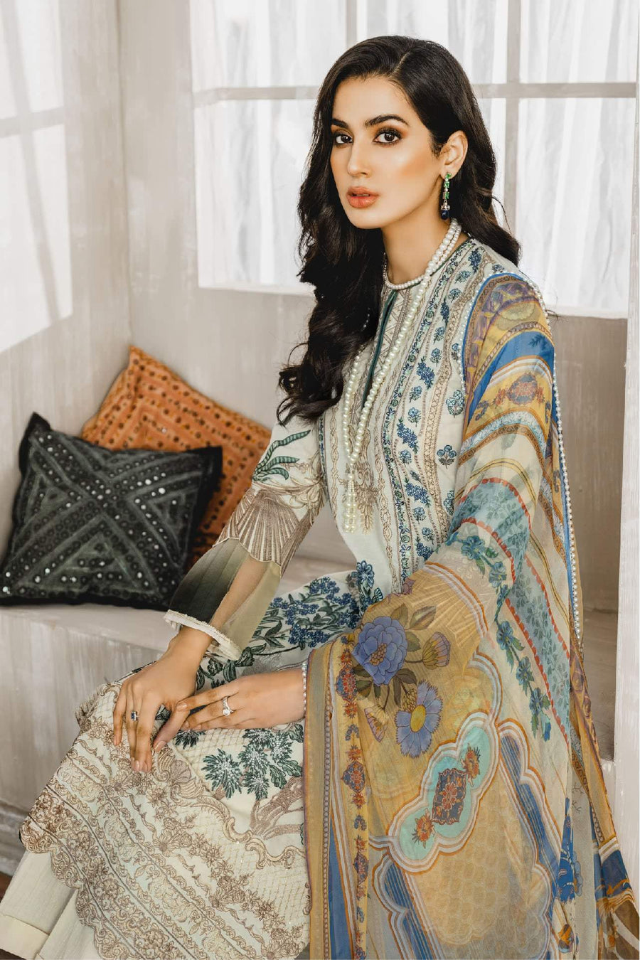 Maryum N Maria Luxury Lawn 3 Piece Embroidered Suit ML-04 All love - FaisalFabrics.pk