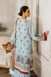 Maryum N Maria Luxury Lawn 3 Piece Embroidered Suit ML-05 Blue light - FaisalFabrics.pk
