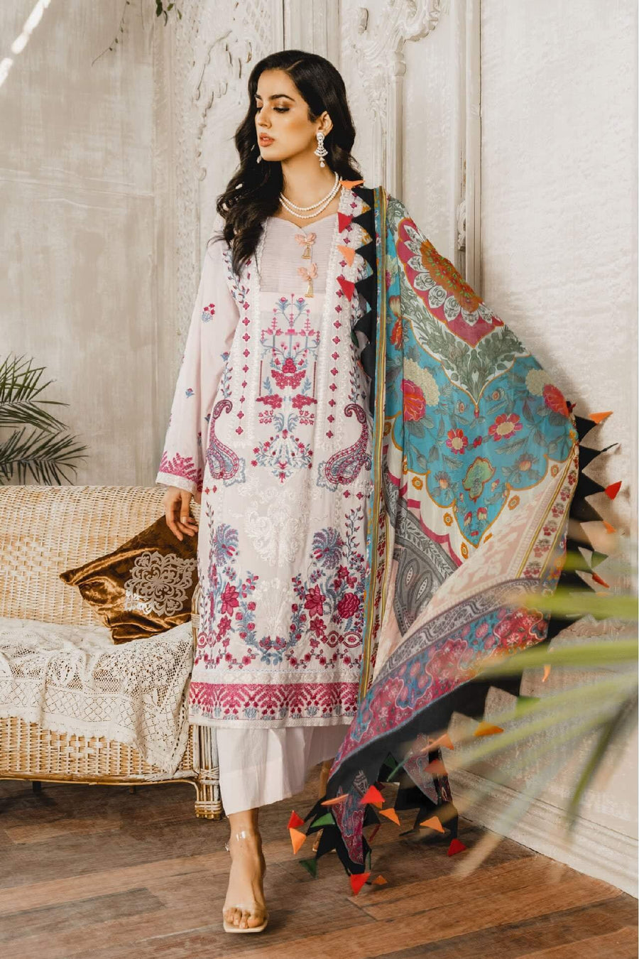Maryum N Maria Luxury Lawn 3 Piece Embroidered Suit ML-06 Hasil Lome - FaisalFabrics.pk
