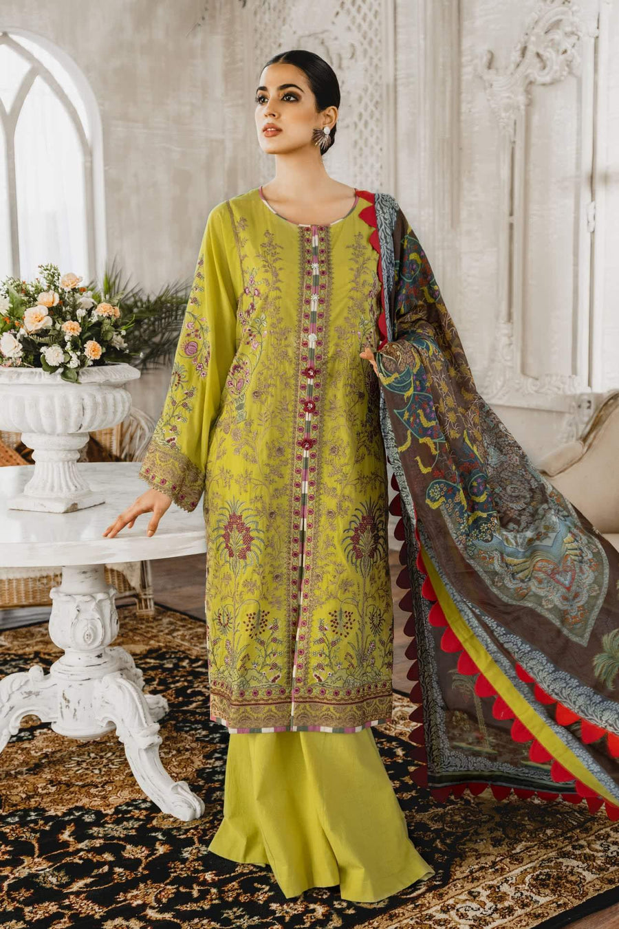 Maryum N Maria Luxury Lawn 3 Piece Embroidered Suit ML-09 Husterl Ugh - FaisalFabrics.pk
