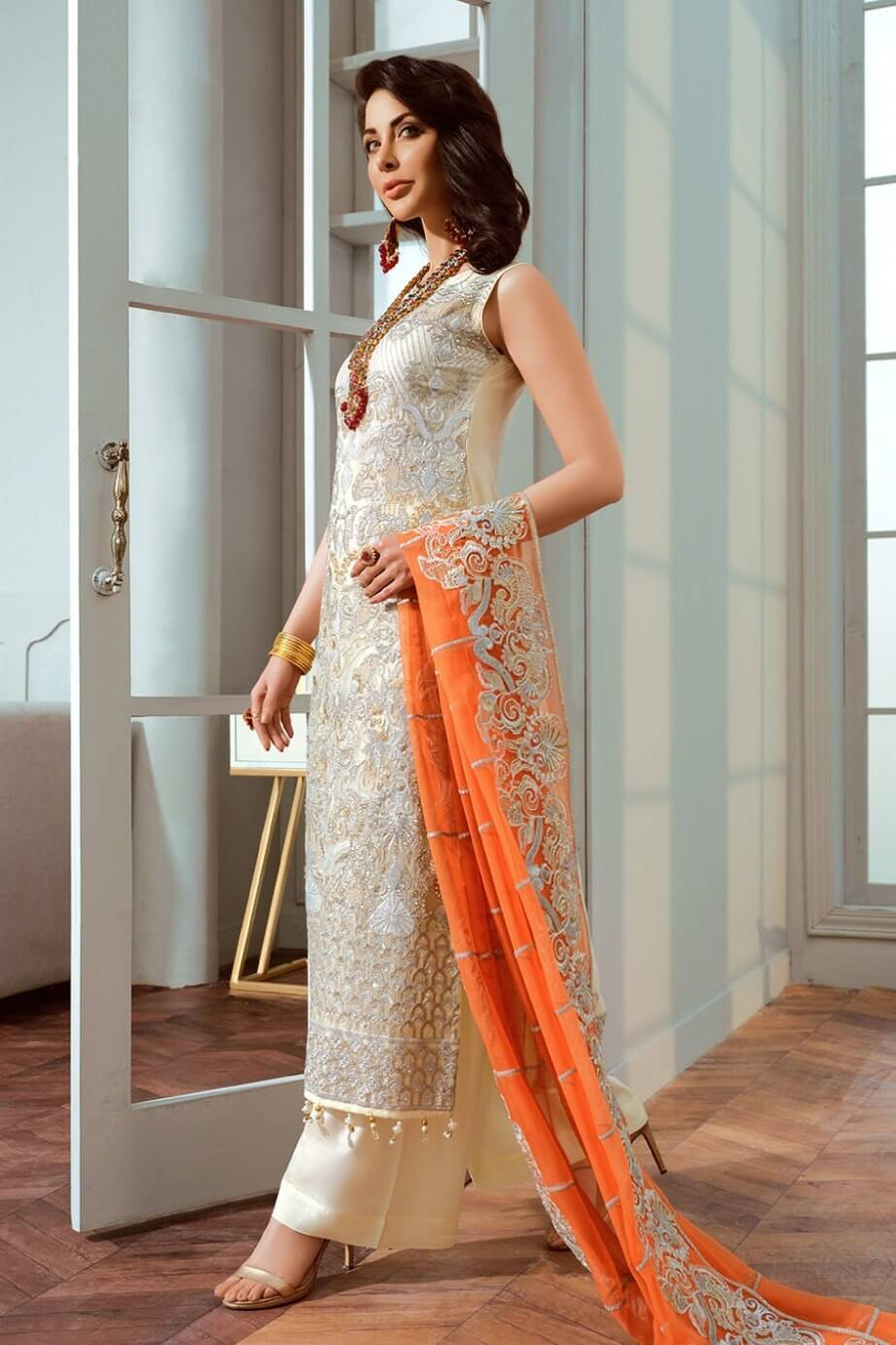 Maryum N Maria Shamrock Chiffon Collection White Breeze SF-04 - FaisalFabrics.pk