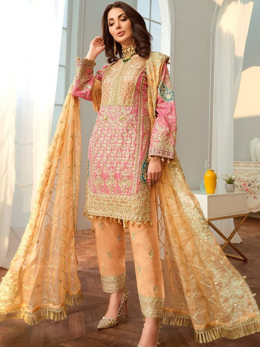 Maryum N Maria Shamrock Chiffon Collection Lumina Blue SF-06 - FaisalFabrics.pk