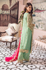 Freesia by Maryum N Maria Embroidered Chiffon 3 Pc Suit FE-01 Castlied Lime - FaisalFabrics.pk