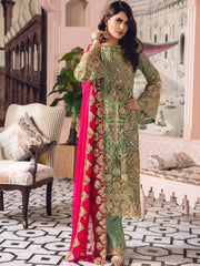 Freesia by Maryum N Maria Embroidered Chiffon 3 Pc Suit FE-01 Castlied Lime - FaisalFabrics.pk