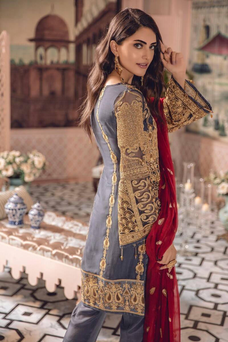 Freesia by Maryum N Maria Embroidered Chiffon 3 Pc Suit FE-03 Amaryllis - FaisalFabrics.pk