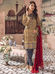 Freesia by Maryum N Maria Embroidered Chiffon 3 Pc Suit FE-03 Amaryllis - FaisalFabrics.pk