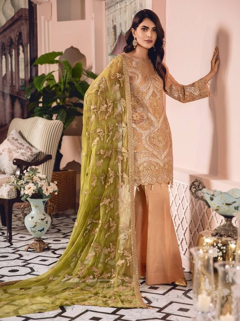 Freesia by Maryum N Maria Embroidered Chiffon 3 Pc Suit FE-08 Liatris Love - FaisalFabrics.pk