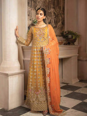 MASHQ Formal Collection Embroidered Chiffon 3Pc Suit MY-01 KESARI - FaisalFabrics.pk