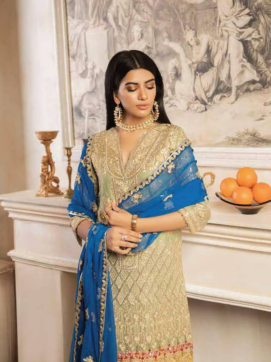MASHQ Formal Collection Embroidered Chiffon 3Pc Suit MY-08 SHABAAB - FaisalFabrics.pk