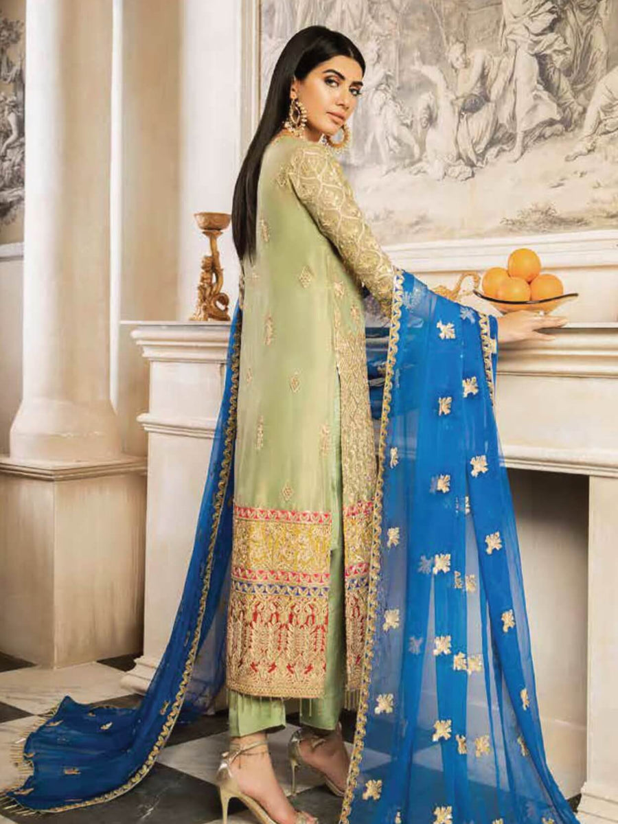 MASHQ Formal Collection Embroidered Chiffon 3Pc Suit MY-08 SHABAAB - FaisalFabrics.pk