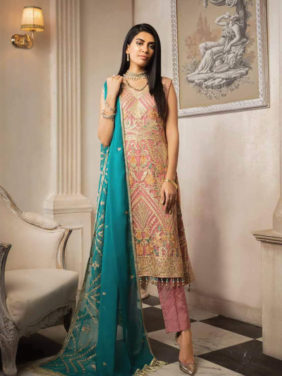 MASHQ Formal Collection Embroidered Chiffon 3Pc Suit MY-09 PURWA - FaisalFabrics.pk